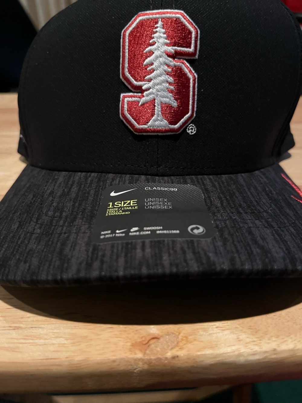 Nike Black Snapback Cap with Red Stanford 'S' Embroidery